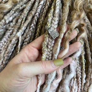 Blonde to Pink Crochet Dreadlock Extensions Double Ended, Mixed Set of Synthetic Dreads and Braids for Burning Man, Blonde Ombre Faux Locs
