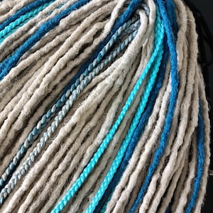 Distressed Faux Locs Crochet/ Turquoise Braid in Ash Blonde Dreadlocks/ Blue Long Hair Extension/ Handmade Synthetic Dreads Double Ended