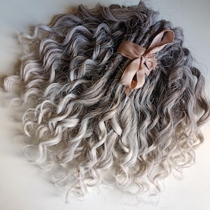 Grey Ombre Curly Dreads, Double Ended Synthetic Hair Extensions, Short Wavy Dreadlocks, 10 inch