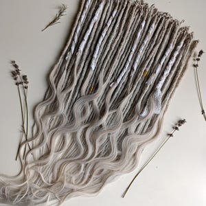 SE Easy Comb Curls/ Platinum to Ash Blonde Ombre Long Wavy Hair/ Distressed Goddess Boho Wave Faux Locs/ Waved Dreadlock Extensions