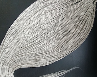 Platinum Ash Blonde Synthetic Braids, Straight Hair Extensions, Double Ended, Festival Style