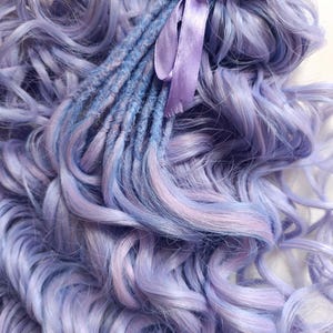 Long Wavy Folklore Hair/ Purple to Pink Ombre Distressed Goddess Wave Faux Locs/ Loose Wave and Curls/ Synthetic Dreadlocks Extensions