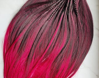 Ombre geflochtene Dreadlocks, Braun Rot, Gerade lose Enden, doppelendig