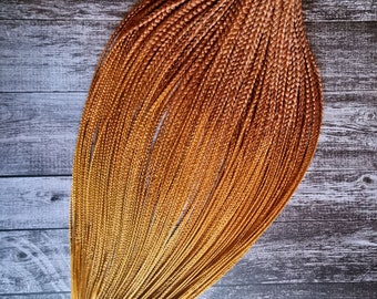 Long Smooth Ginger Synthetic Braids Double Ends, Temporary Handmade Rave Braid Extensions
