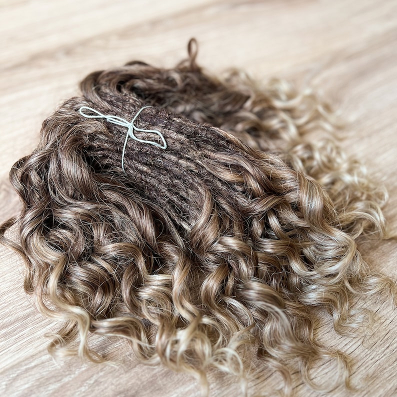 Blonde Curly Hair Extensions Double Ended, Synthetic Boho Braid in Curls, Natural Look Ombre Crochet Dreadlock Extensions with Wavy Ends