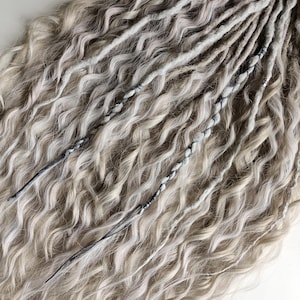Platinum Synthetic Curly Dreadlocks Extensions With Goddess Distressed Locs Crochet/ Handmade Synthetic Dreads Double Ended/ Folklore Hair