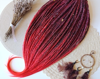 Mix Set Dreads and Braids DE, Long Ombre Synthetic Dreadlock Extensions, Alternative Festival Hair