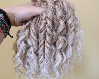 Blonde Ombre Boho Curly Crochet Dreads, Synthetic Faux Locks, 10 inch