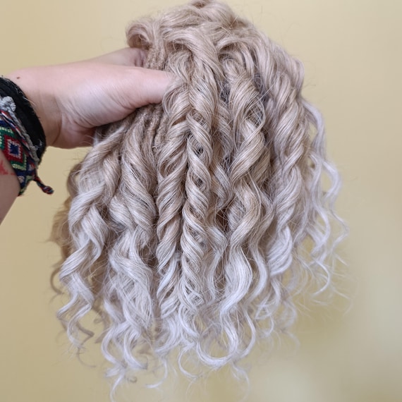 Blonde Ombre Boho Curly Crochet Dreads, Synthetic Faux Locks, 10 inch