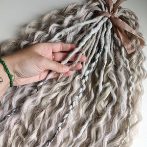 Distressed Goddess Locs Crochet in Platinum Long Curly Hair/ Handmade Curly Dreads Double Ended/ Synthetic Curly Dreadlocks Extensions