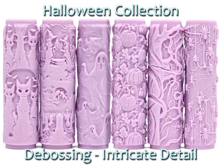 Full Set of 6 Halloween Collection Intricate Detail Texture Roller
