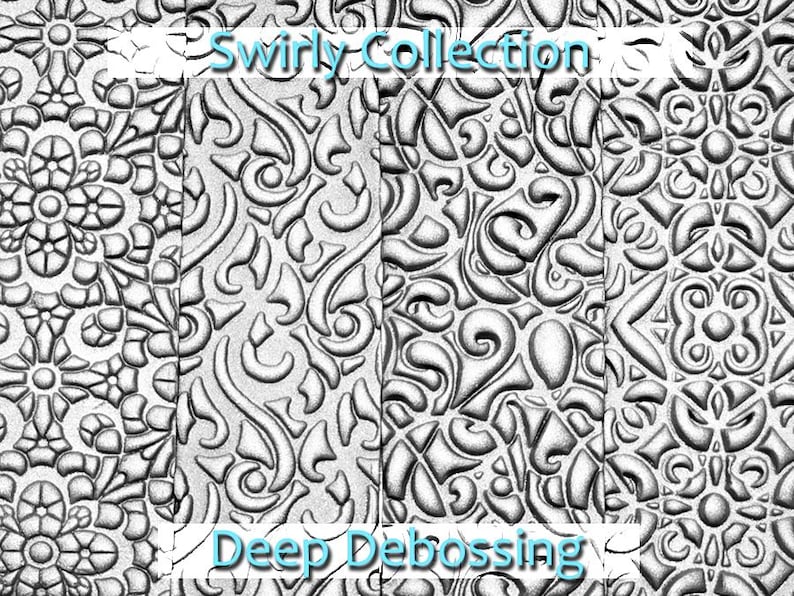 Debossing Patterns Swirly Collection 4 Pack - Deep Impression Texture Roller - Etsy