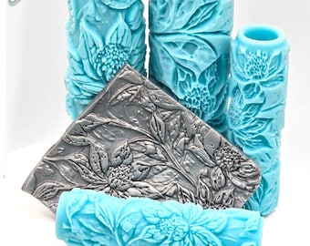 Gebrandschilderd glas bloemen diepe indruk textuurrollen