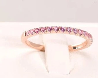 Rosa Saphir Ehering: Rotgold Halb Eternity Ring
