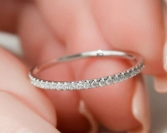 Sterling Silber Halb Eternity Band : CZ Hochzeit Jahrestag Ring