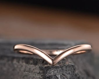Minimalistischer geschwungener Ehering: 14k Gold Vintage Brautring