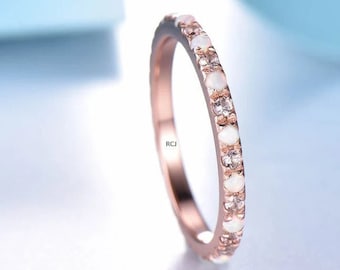 Opal Morganit Ehering: 14k Gold Jubiläumsring