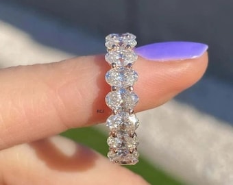Oval Simulated Diamond Eternity Band: Sterling Silver Stackable Ring