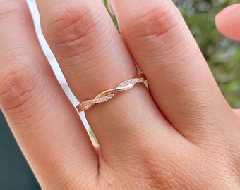 Sterling Silber Twisted Seil Voll Eternity Band: CZ Versprechen Ring