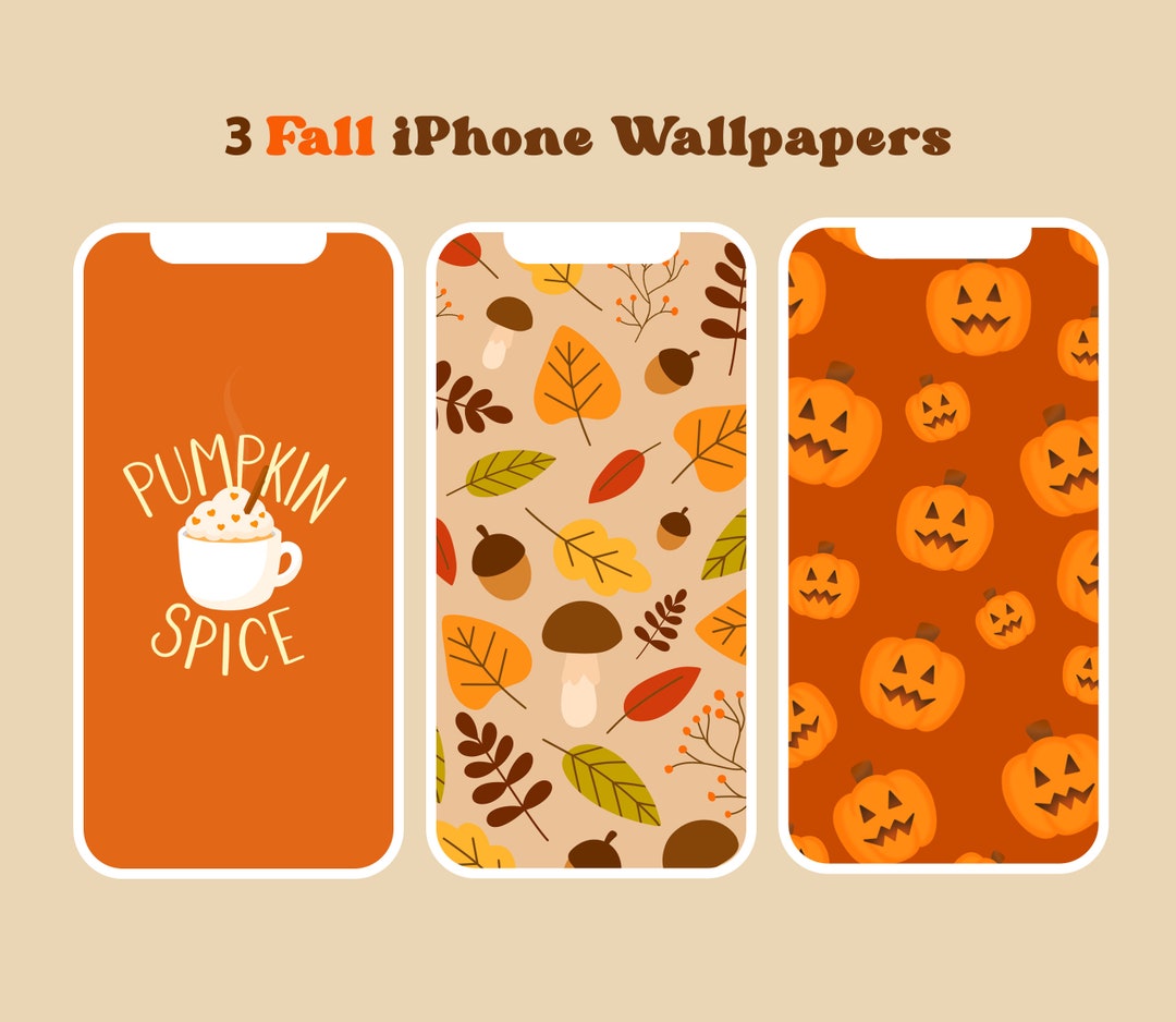 Cute Fall iPhone Wallpapers Pumpkin Spice Mushroom Leaves (DIGITAL ...