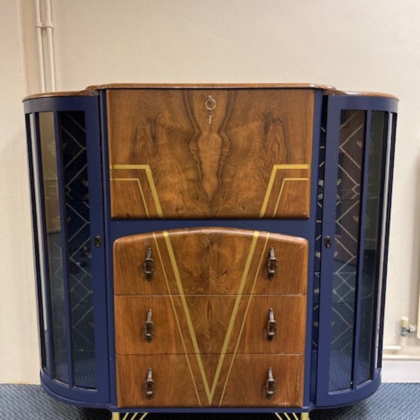 Oxford Blue Bumble Bee Drinks Cabinet/Bar - upcycled antique furniture