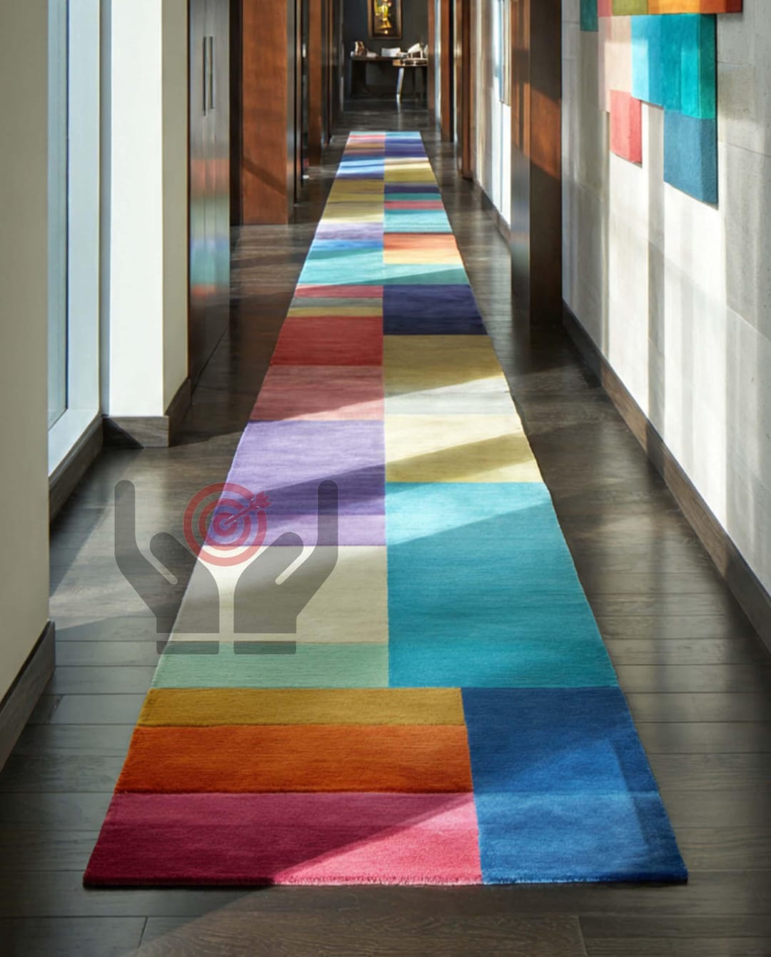 Colourful Wool Boxes Runner Rug – Modern Hallway Carpet - Etsy