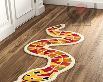 Tapis serpent en laine touffeté à la main : tapis serpent audacieux, 3 x 9 pi