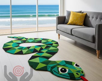Tapis serpent en laine touffeté à la main : tapis serpent audacieux, 3 x 9 pi