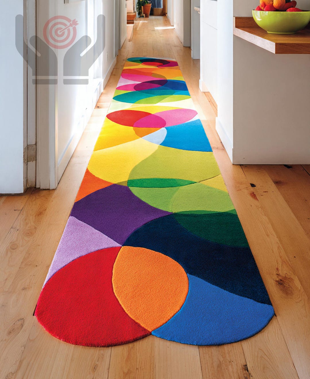 Colorful Wool Circle Runner Rug – Modern Hallway Carpet - Etsy