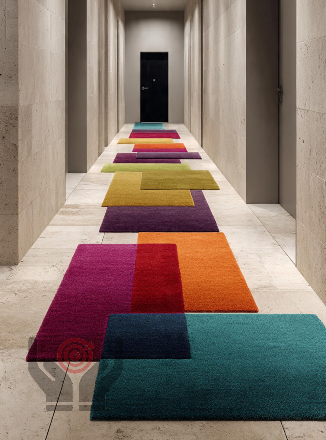 Rectangular Runner Rug Colorful Wool Rectangle Runner Rug – Modern Hallway Carpet. - Etsy