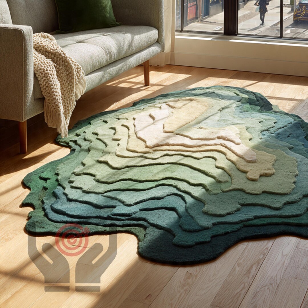 Handmade Green Wool Tufted Rug – 3D Landscape Art, 5x8 Ft - Etsy