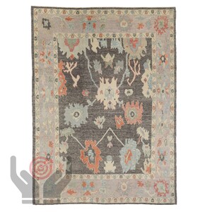 Gray and Beige Living Oushak Rug in 8X10/9X12/10X14 Turkish Hand Knotted Antique Oushak Wool Area Rug for Living Room and dining room.