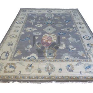 8x10 Modern Indo Oushak Hand Knotted Rug, Antique Handmade Rugs for Living Room - Contemporary Floor Carpet