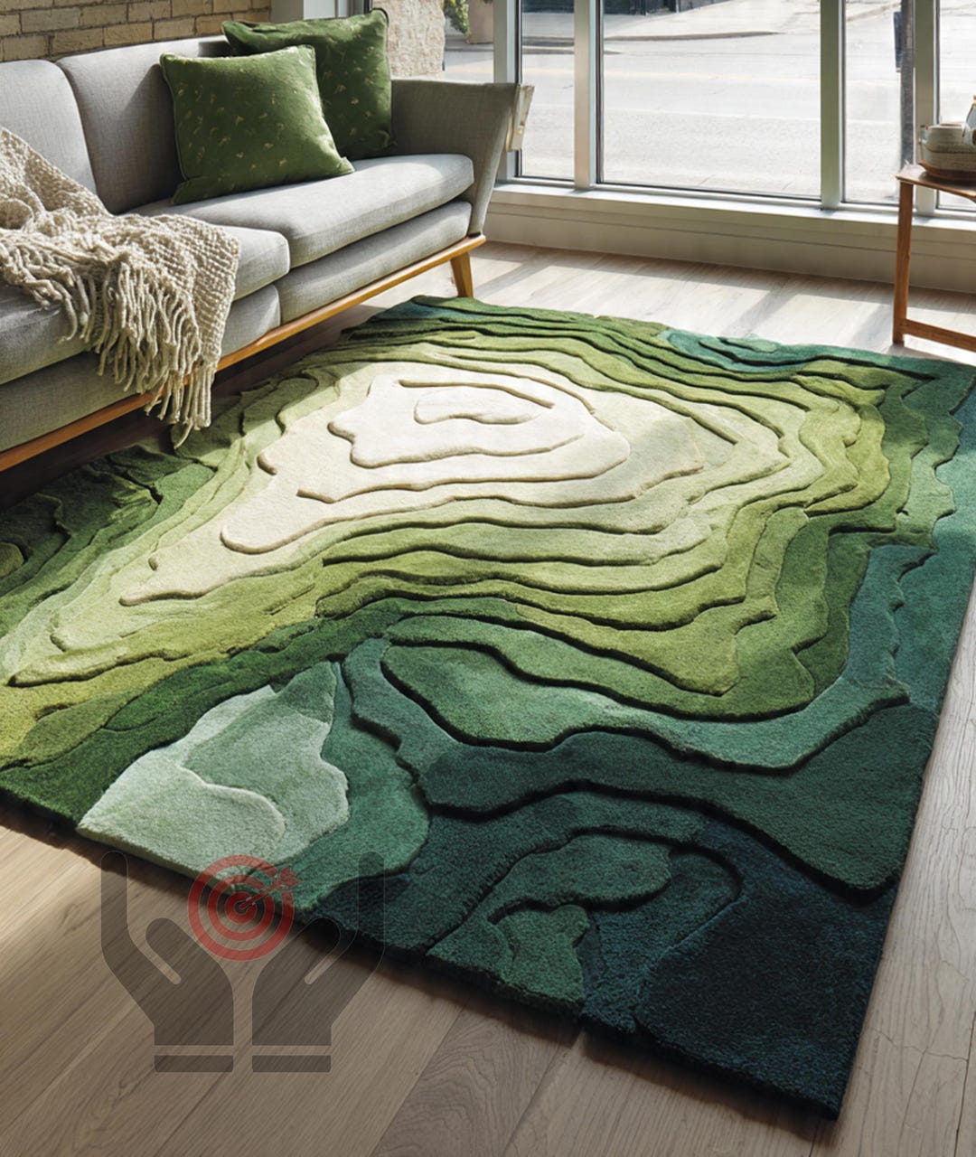 Halloween Moss Handmade Green Wool Tufted Rug – 3D Landscape Art, 5x8 ...