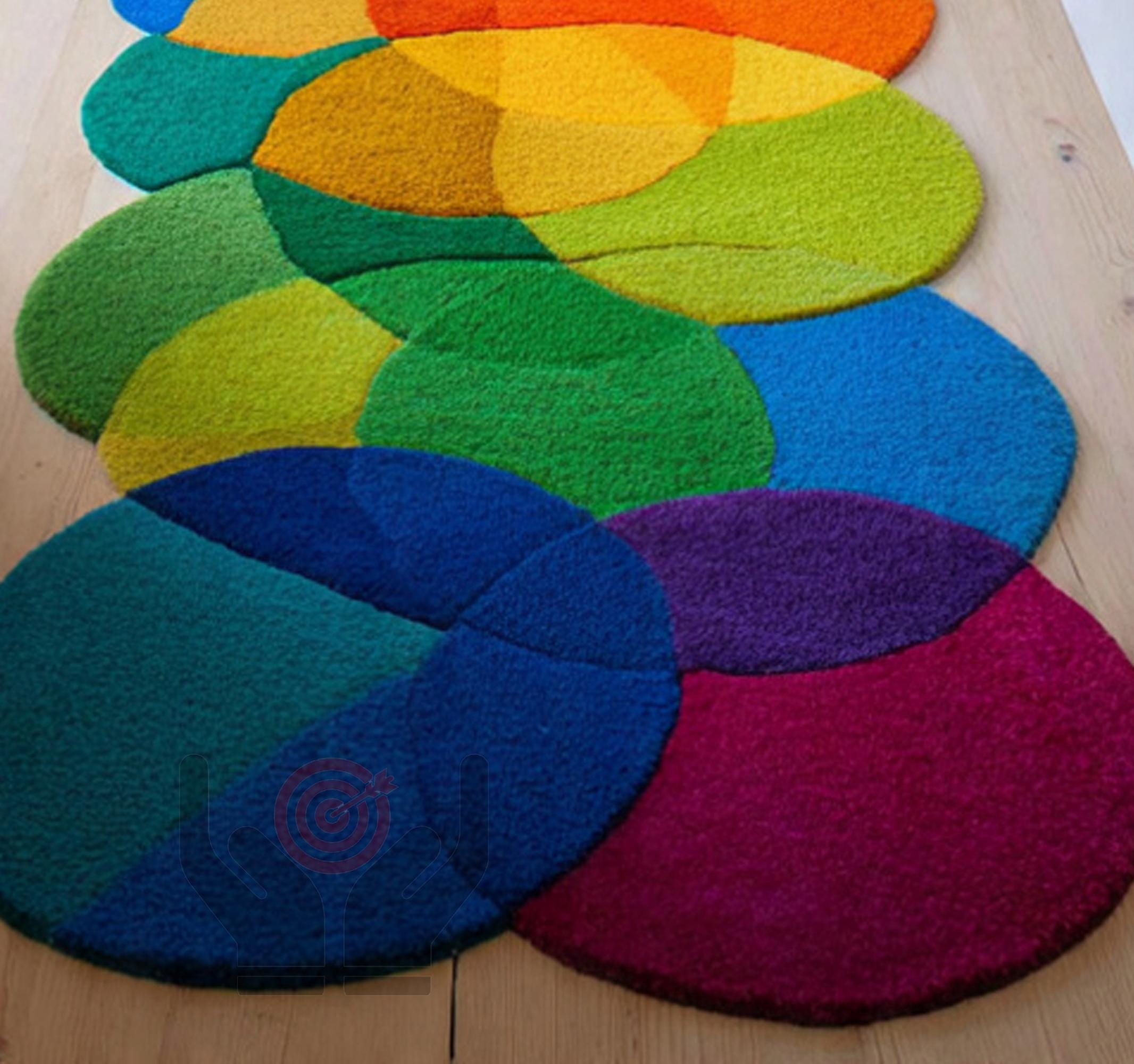 Hand-tufted Wool Runner Rug – Colorful Circle Design - Etsy