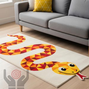Hand-Tufted Wool Snake Rug: Bold Serpent Runner, 3x12ft/4x15ft