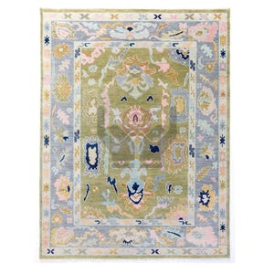 Oushak olive green Rug Turkish Hand Knotted Vintage Antique Living room Area Rug for Living Room, Kitchen and dining room rugs. TH 2908