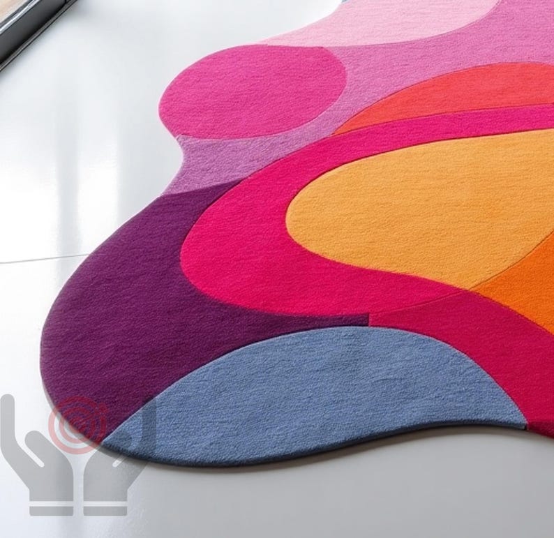 Hand-tufted Wool Rug: Irregular Abstract Design, Multi-color - Etsy