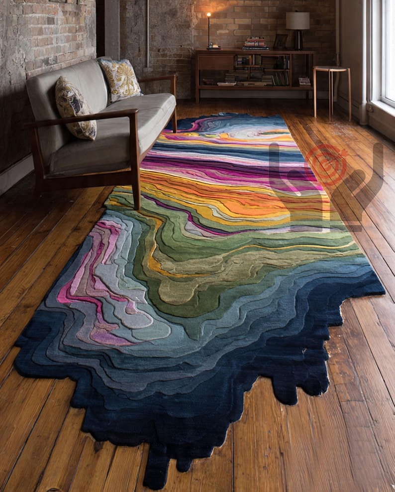 Melting Hand-tufted Vibrant Colour Rug Handmade Round Moss Rug Tufted ...