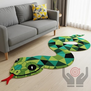 Hand-Tufted Wool Snake Rug: Bold Serpent Runner, 3x9ft