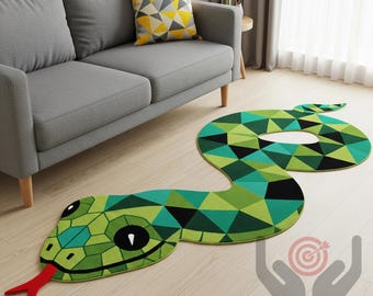 Tapis serpent en laine touffeté à la main : tapis serpent audacieux, 3 x 9 pi