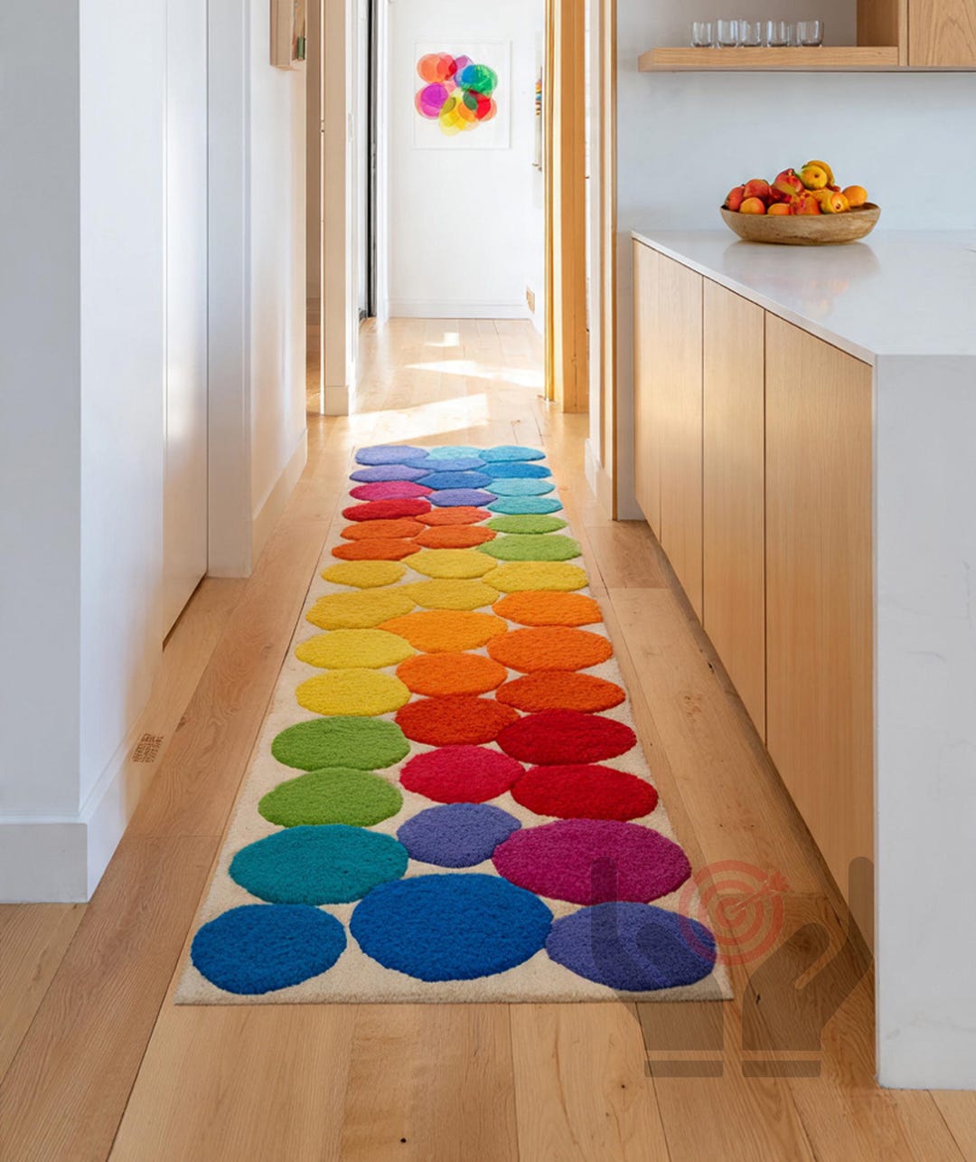 Hand-tufted Wool Runner Rug – Colorful Circle Design - Etsy