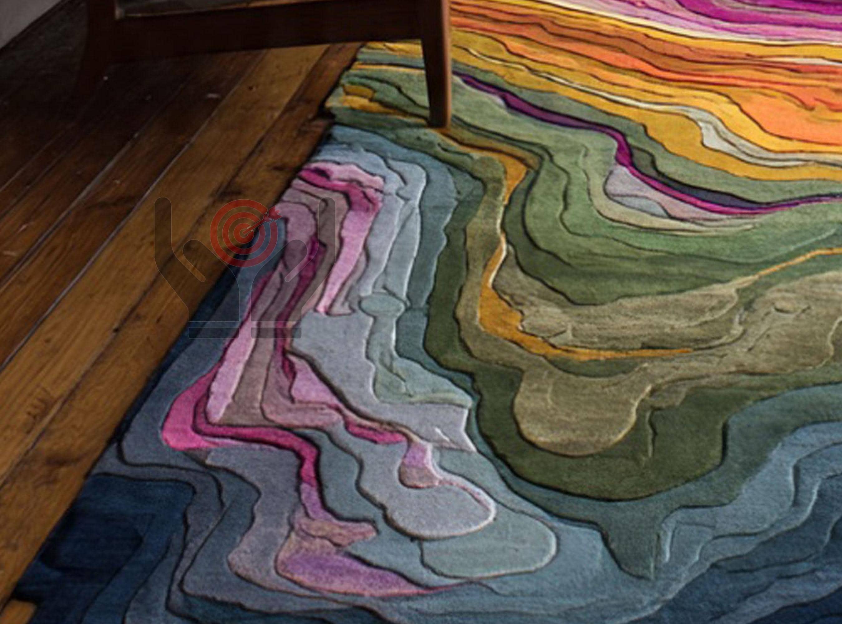 Saturated Colorful Rug Melting Hand-tufted Vibrant Colour Rug Handmade Round Moss Rug Tufted ...