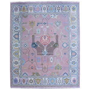 Tapis noué à la main inspiré de la lavande douce Oushak 4 x 6, 5 x 8, 6 x 9, 8 x 10, 9 x 12, 10 x 14 pi Tapis faits main pour le salon - Tapis contemporain antique