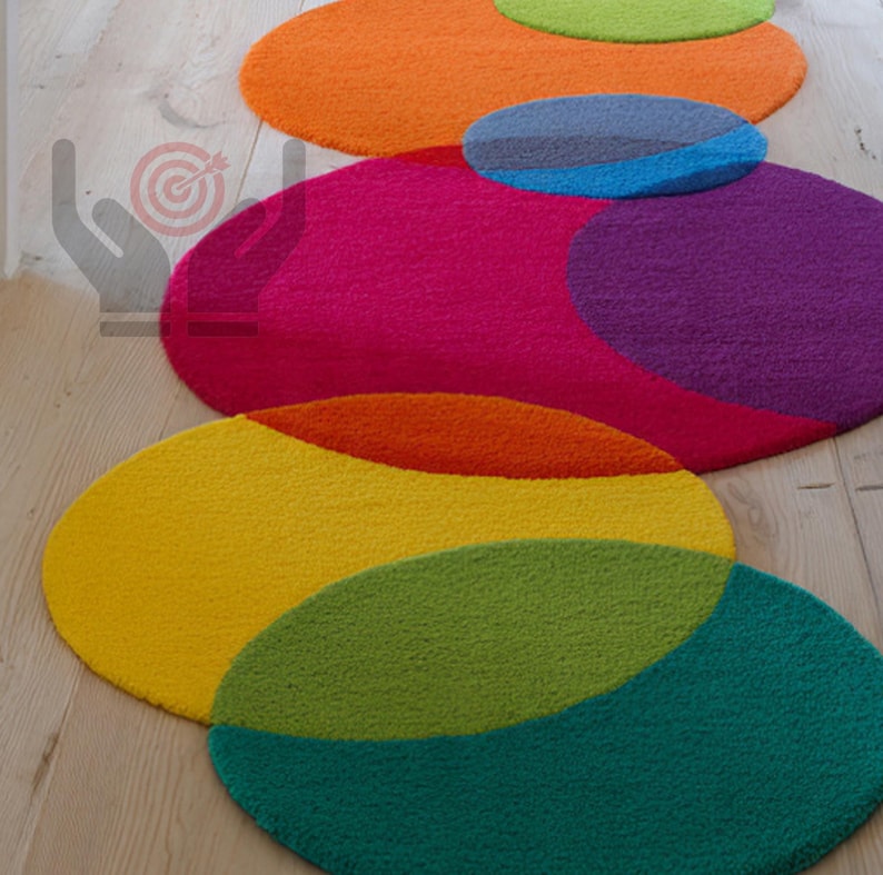 Colorful Wool Circle Runner Rug – Modern Hallway Carpet. - Etsy