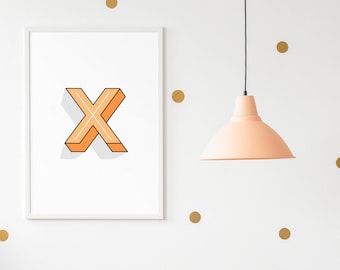 X Letter Print
