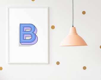 B Letter Printable. Bold Typography. Digital artwork. Name print. Alphabet letter.