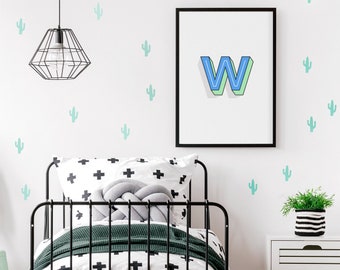 W Letter Print