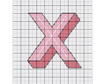 XO Embroidery. Valentine's Day - Cross stitch PDF pattern. Bold Typography. Digital Download. Initial Embroidery. Hoop Art.
