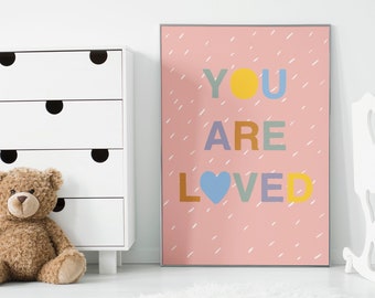 You Are Loved. Kids Room Digital Download. DIY Kids Bedroom Decor. Nursery Kids Room Print. Nursery Wall Print. Gift Card Printable.